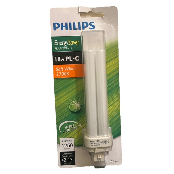 Philips 2 Essential Energy Saver18W  G24Q-2  4-PIN‎ BASE SOFT  White 2700V Bulb